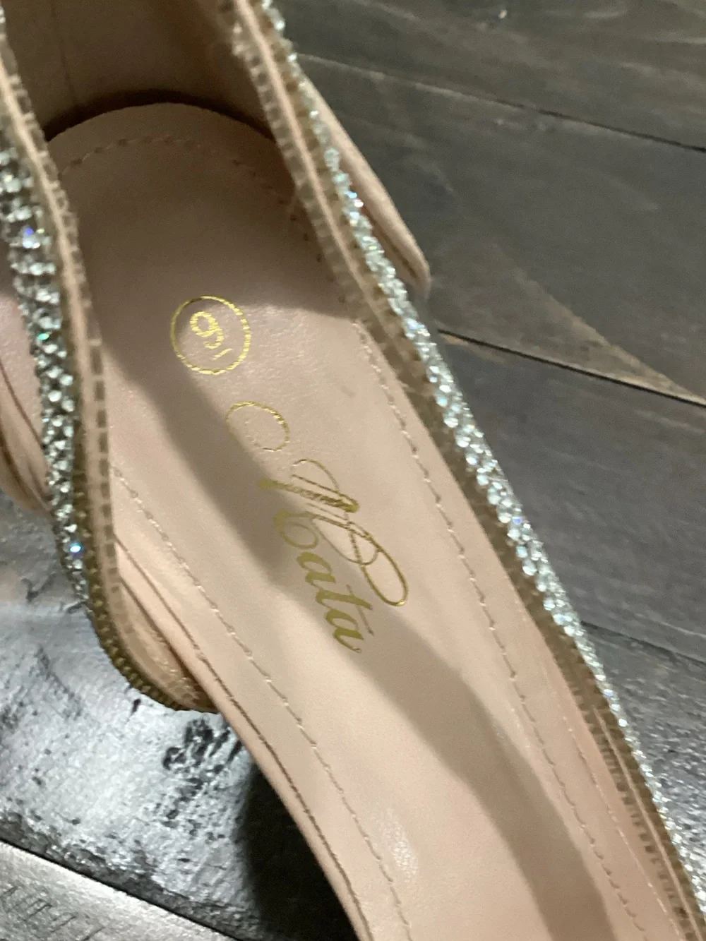 Mata Shoes Blush Nude Pointed-Toe Pumps with Crystal Trim - Picture 5 of 6